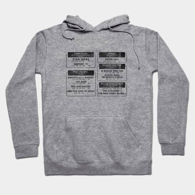 1977 Movie Showtimes (faded) Hoodie by GloopTrekker